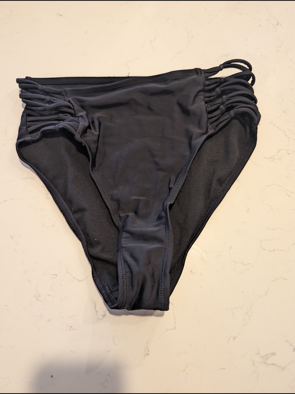 Xhilaration High Waisted Black Ruched Side Swim Bottoms